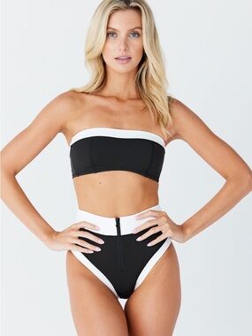 GIGI C EDDIE Bikini Set in Black and White Color Block NWT
